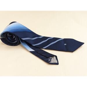 Vintage 70s Givenchy Gentlemen Paris Carter Holmes Blue Stripe Necktie Tie Logo